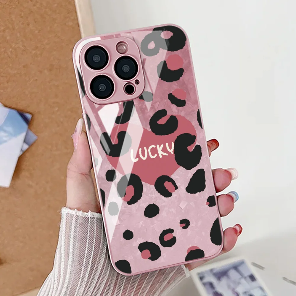 Leopard Print Tempered Glass Phone Case