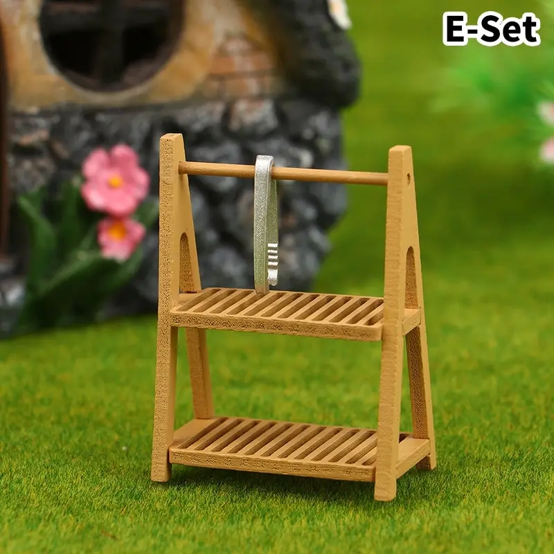 1Set 1:12 Dollhouse Miniature Wooden Bread Rack Cake Shelf Storage Box/Basket With Baking Clip DollHouse Scene Decor Accessories