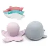 Baby Silicone Bath Toys Set for Toddlers Floating Water Play Children's Whale Spray Water Beach Toy Infant Kids Shower Gifts 5