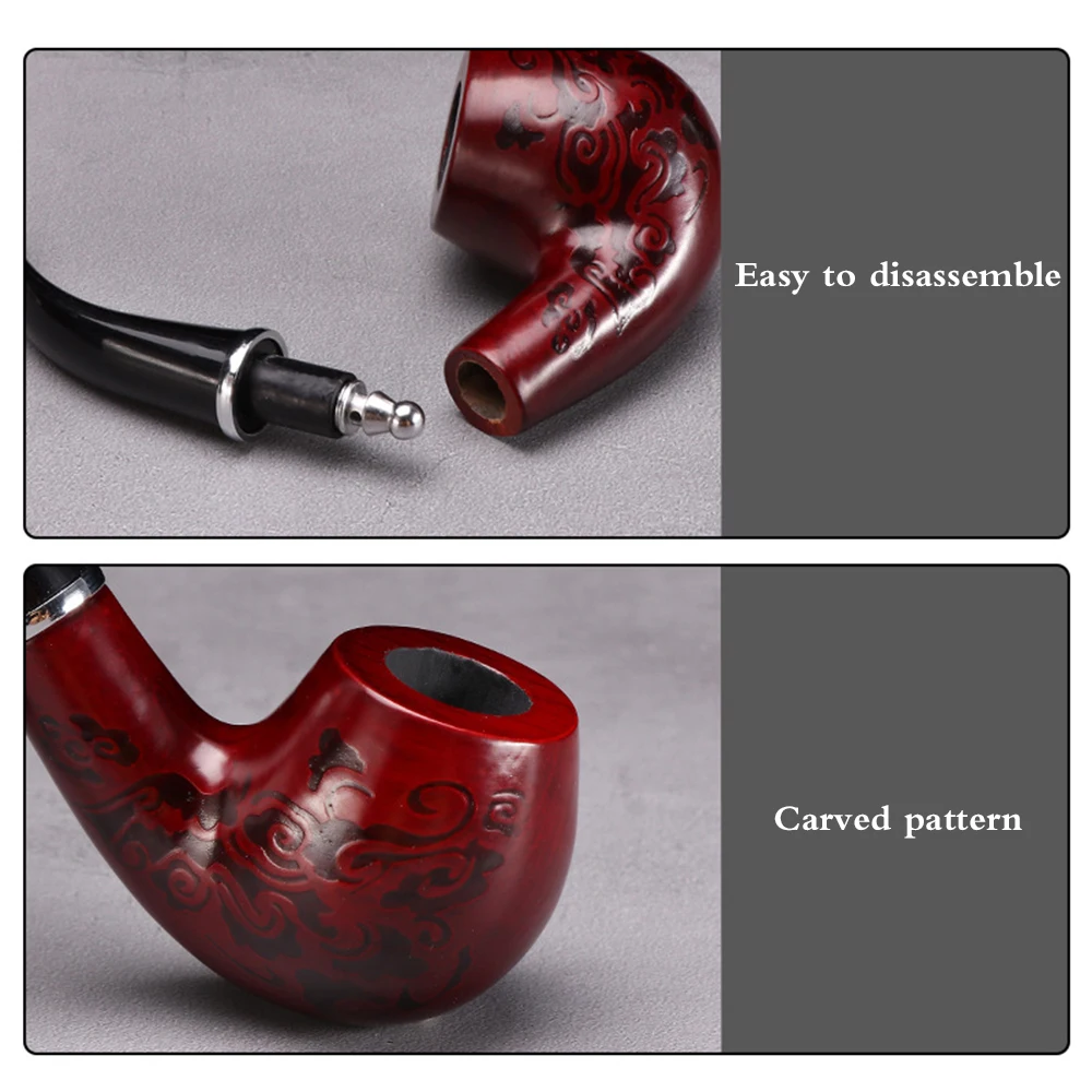 Wood Smoking Pipe with Carved Flowers Removable and Washable Tobacco Pipe For Smoking Accessories Exquisite Holiday Gifts tobacco pipe tobacco smoking accessories