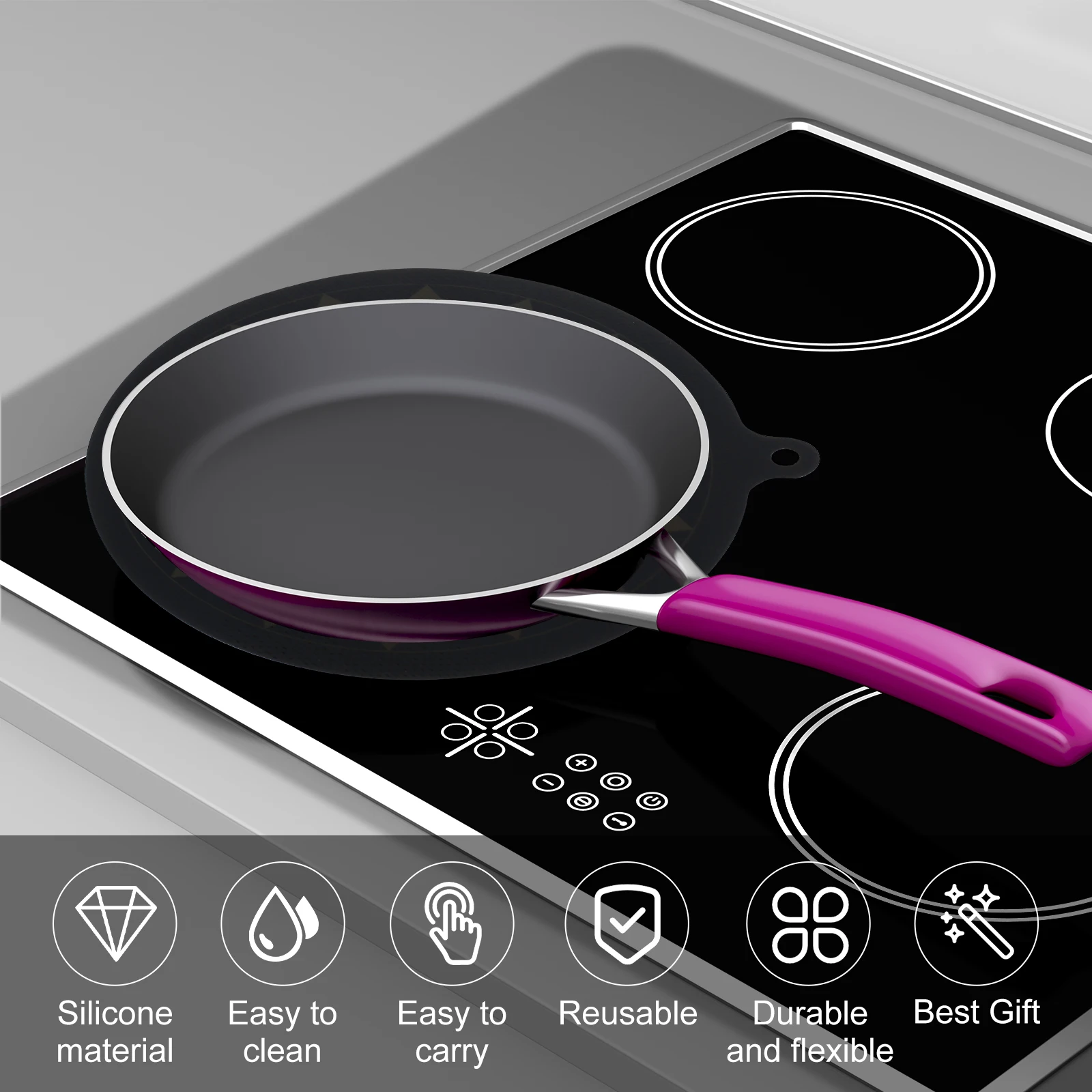 Induction Cooktop Thermochromic Silicone Protector Mat Set - Heat-Activated Kitchen Accessories