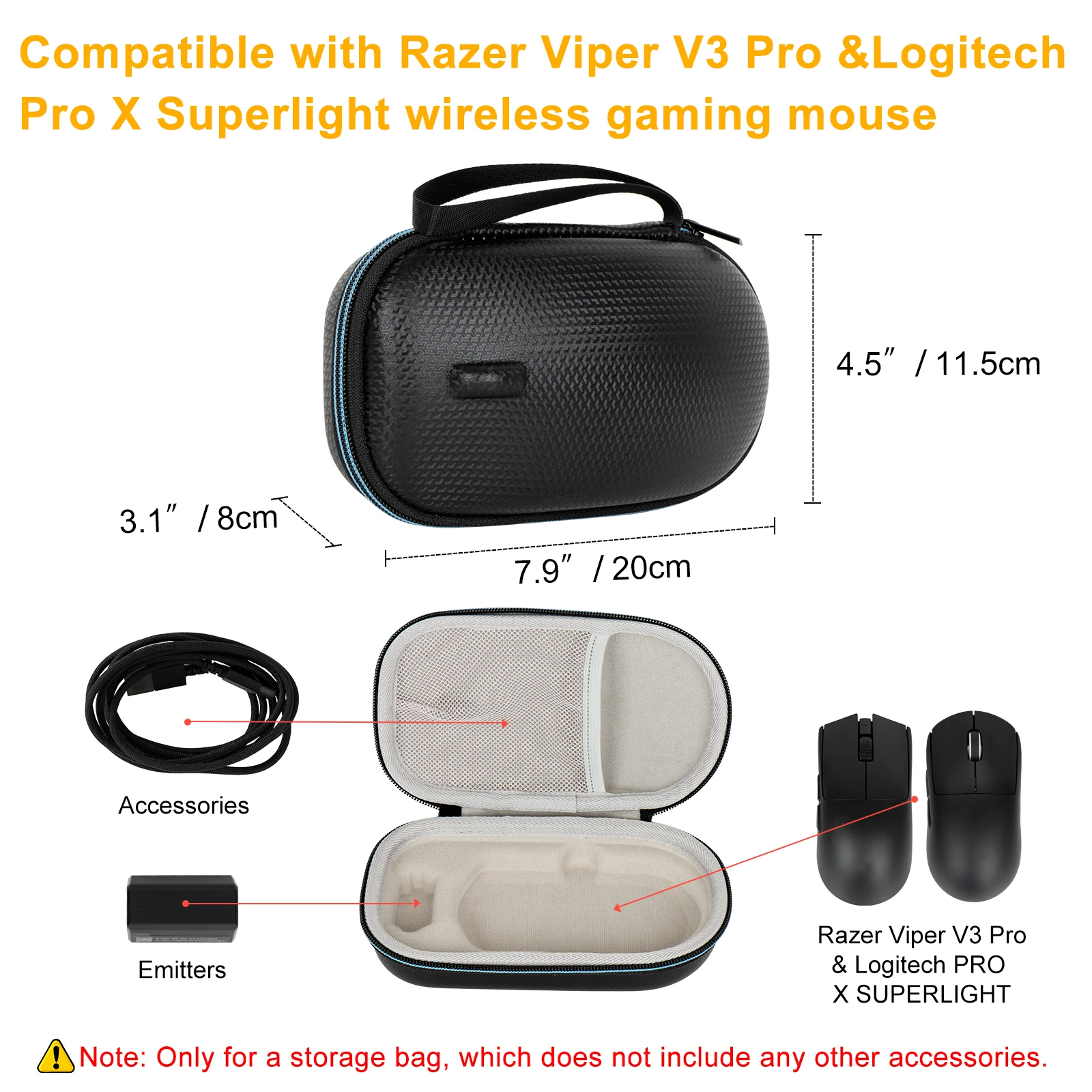 Hard EVA Protective Case For Razer Viper V3 Pro Wireless Esports