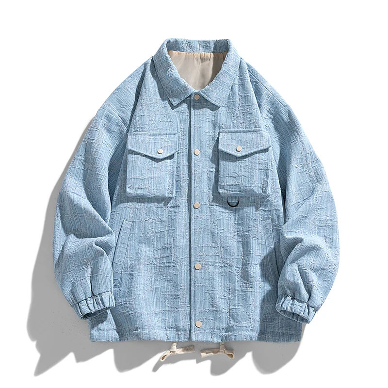 Men Denim Jacket Autumn New Lapel Jacket Oversize Retro Fashion Tooling Coat High Street Tactical Jacket Trendy Brand Style high street retro blue jeans shorts women summer new baggy wide leg denim half pants fashion streetwear y2k clothing oversize