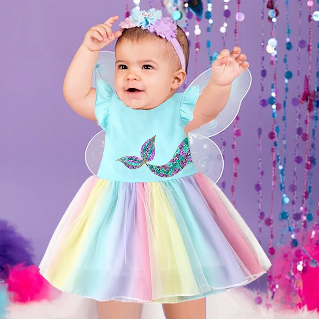 Tema do mar meninas sereia traje sparkly princesa pequena sereia tutu  vestido de aniversário do bebê roupa crianças vestidos de casamento da  menina flor - AliExpress