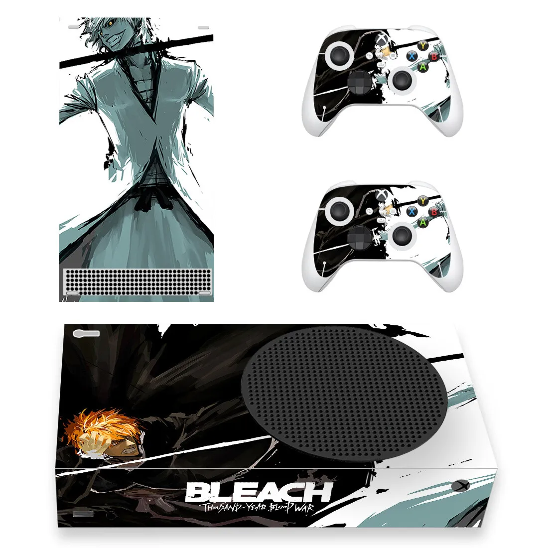 Xbox 시리즈 S 콘솔용 애니메이션 표백 스킨 스티커 데칼 커버 및 컨트롤러 2 개, XSS 스킨 비닐