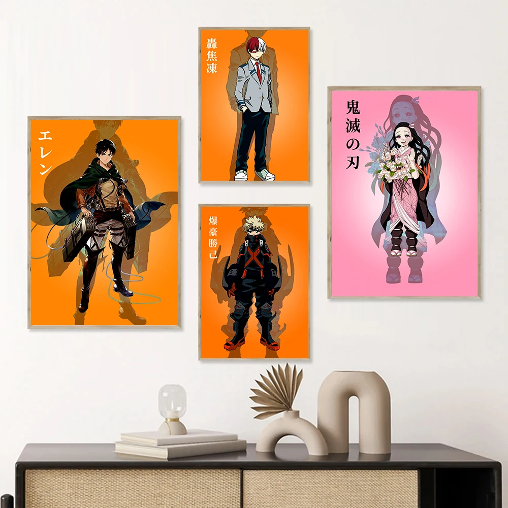 

My Hero Academia Anime Posters Demon Slayer Pictures Wall Art Pop Attack on Titan Izuku Canvas Painting Living Room Decoration