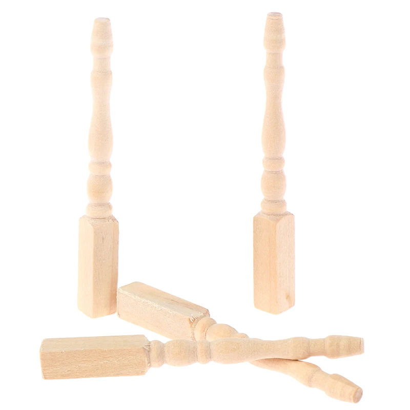 4pcs/lot 1:12 Wooden Dollhouse Table Leg Miniature Furniture Diy Dollhouse Accessories Simulation Table Feet Model Dollhouse Toy 3