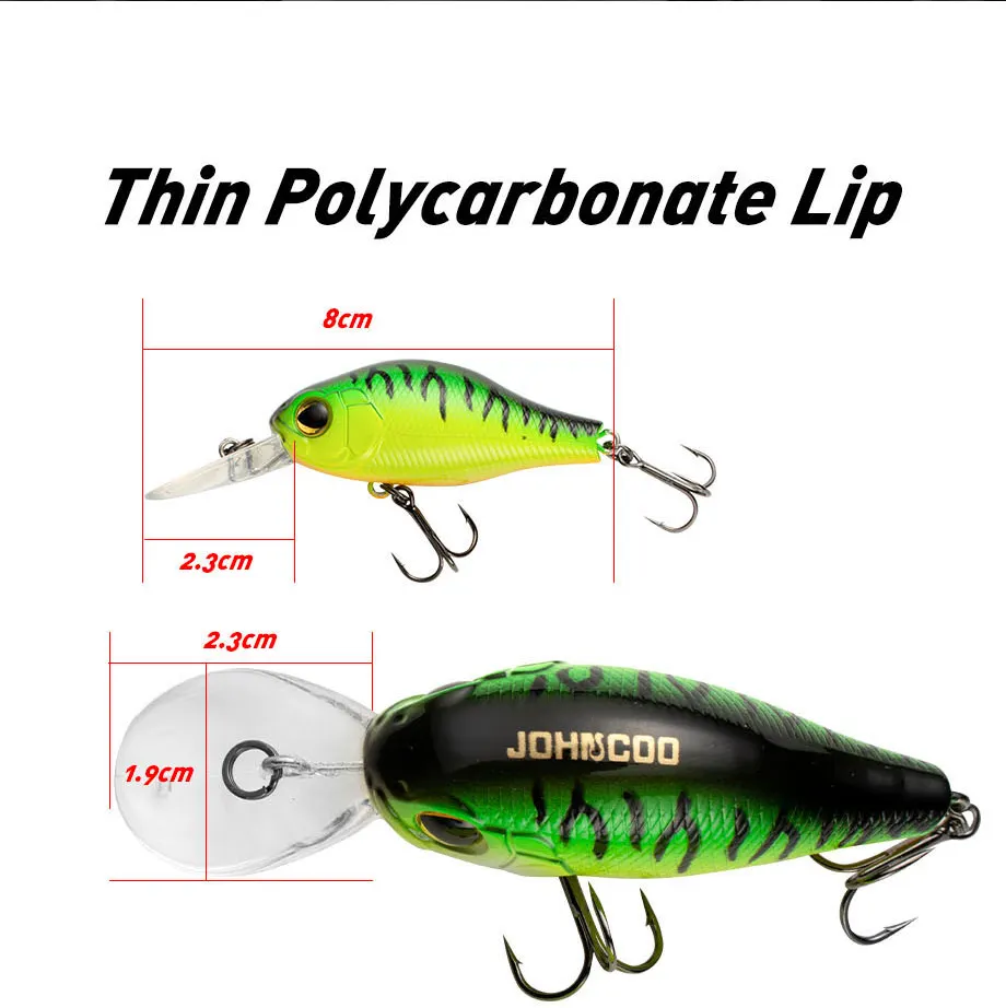 Johncoo Schwimmköder 5,5cm 6,5cm Angelköder Harter Köder Jerkbait Wobbler Crank Angelköder Tiefe 2-4m – Detail 2