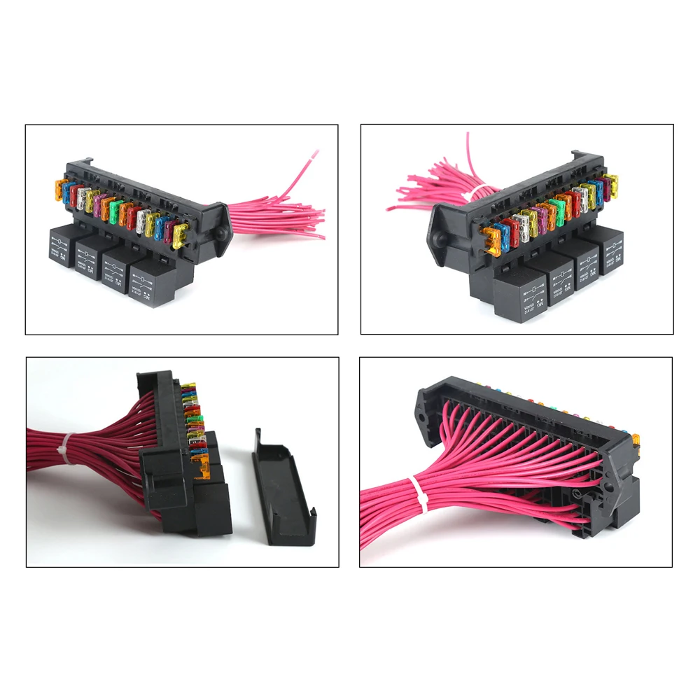 5 Portafusibili Per Auto 12/16 AWG Con 14 Fusibili (2A-35A) E Nastro Isolante - Kit Impermeabile - 3
