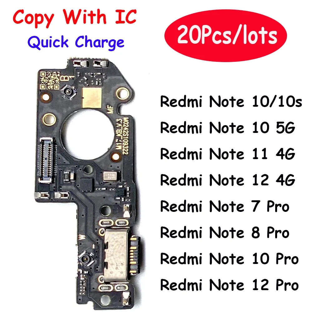 

20 шт., USB-разъём для зарядки Redmi Note 12 4G Note 7 8 9 10 Pro 11s 4G