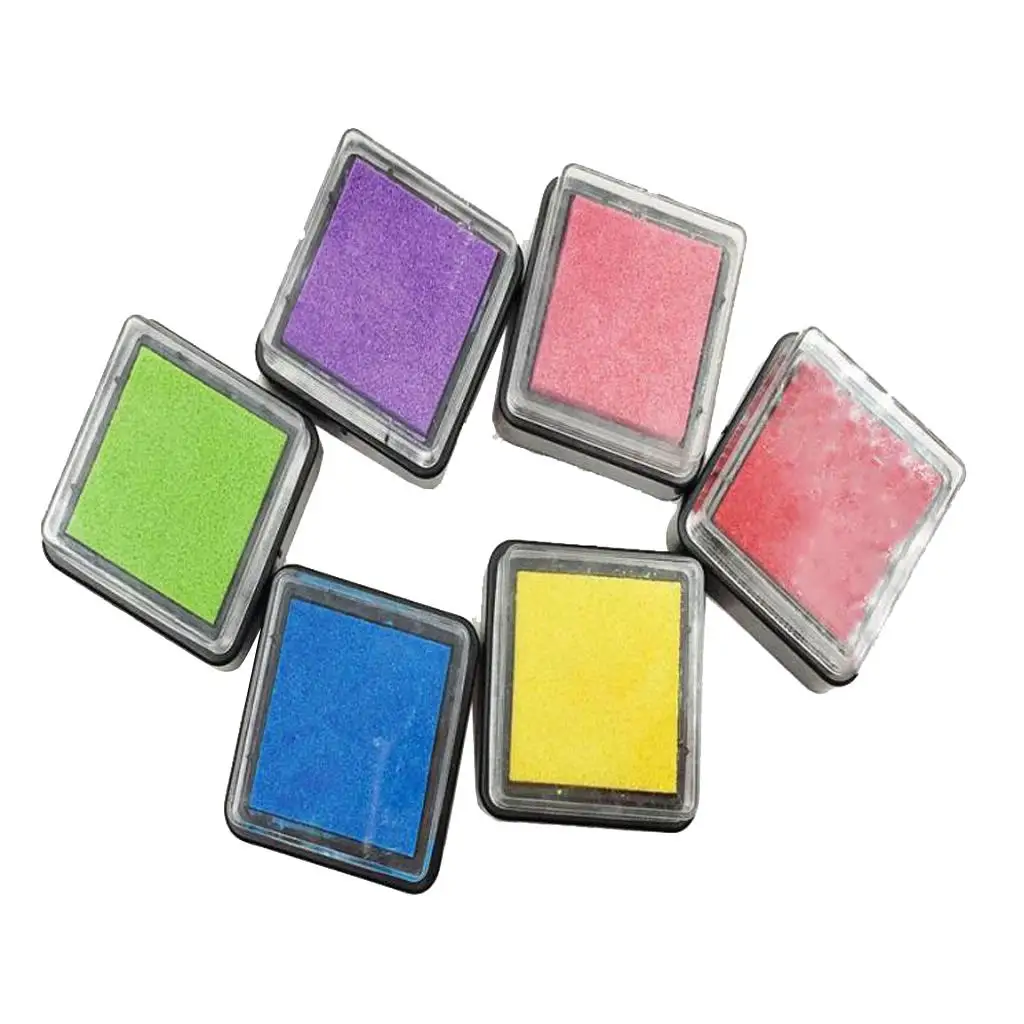 6 Colors Stamp Pads, Washable Ink Pads for Kids Craft DIY Supplies, for Rubber Stamps, Paper, , Wood Fabric, Party Favors