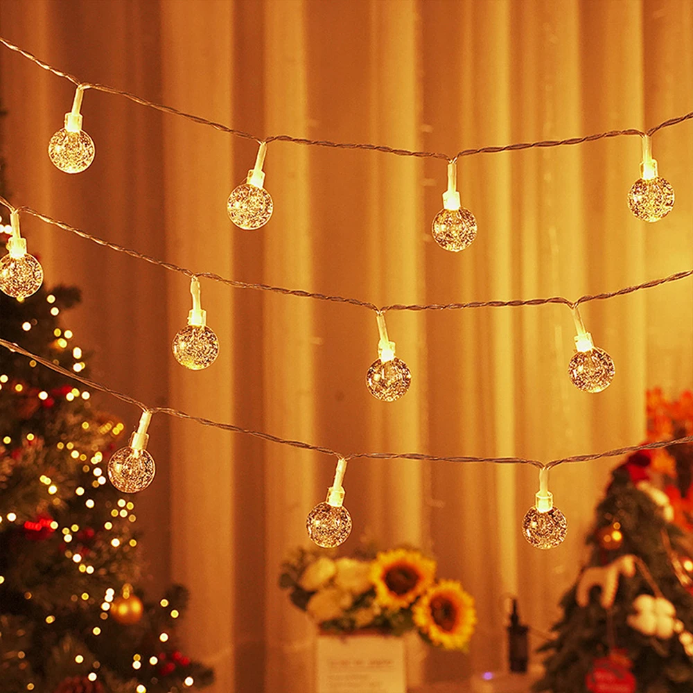 5V 1.5m 3m 6m10m Bubble Ball LED String Fairy Light USB/Battery Powered Warm White/RGB Wedding Christmas Party Home Decoration