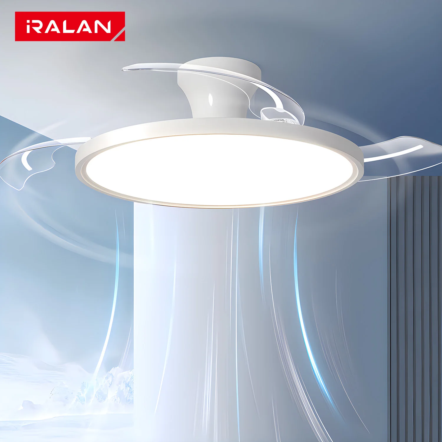 New ultra-thin chandelier fan LED Invisible ceiling fan with light 3 folding blades Pendant Light kitchen living room office