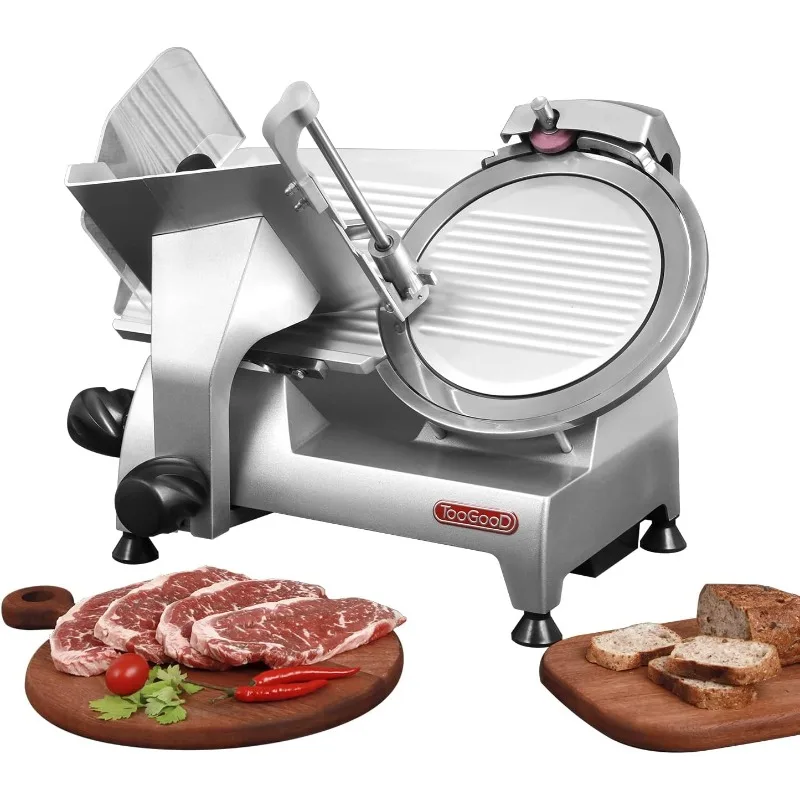 Toogood 8.7" Commercial Slicer 180w, 1/4 HP Electric Meat Slicer, Italian Carbon Steel Blade, Quiet Performance, Semi-frozen