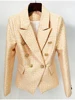 HIGH STREET Newest 2024 Designer Jacket Women's Double Breasted Lion Buttons Monogram Geometrical Jacquard Blazer 1