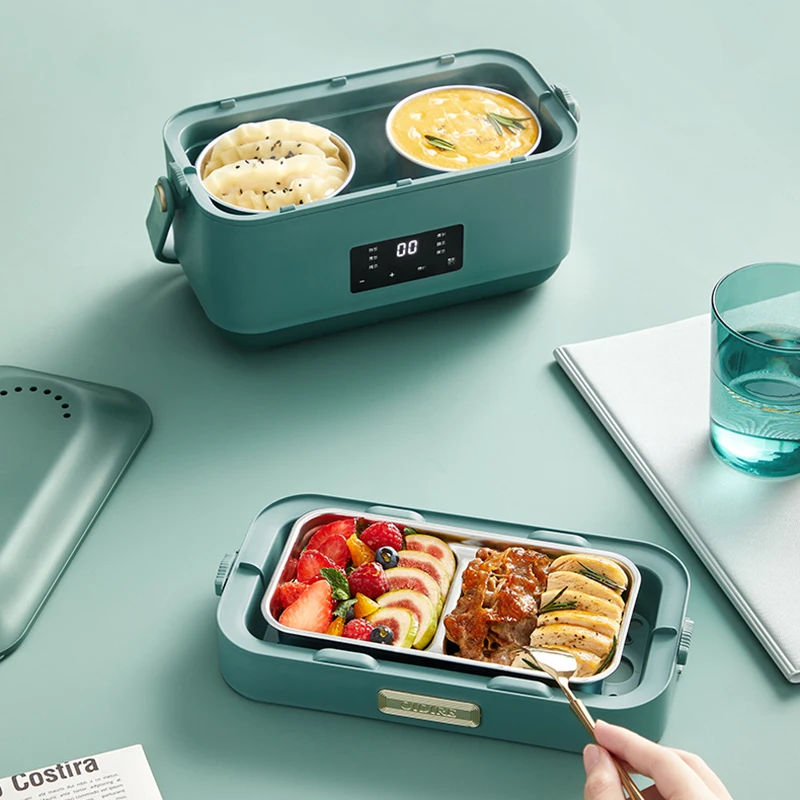 Contenitore per il pranzo elettrico portatile da 1,4 litri fornello di riso elettrico multifunzione contenitore per alimenti riscaldato veloce contenitore per il pranzo da viaggio con piroscafo per uova