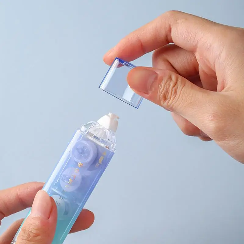 수정 테이프 펜, 빠른 건조 접착제 펜, 양방향 그라데이션 리필 가능 개폐식 빠른 건조 흰색 아웃 수정 테이프 미니