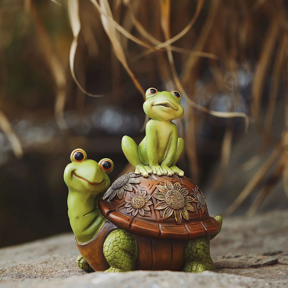 

Statue Frog Turtle Ornament Animal Lawn Decorations Synthetic Resin Tortoise Sculpture