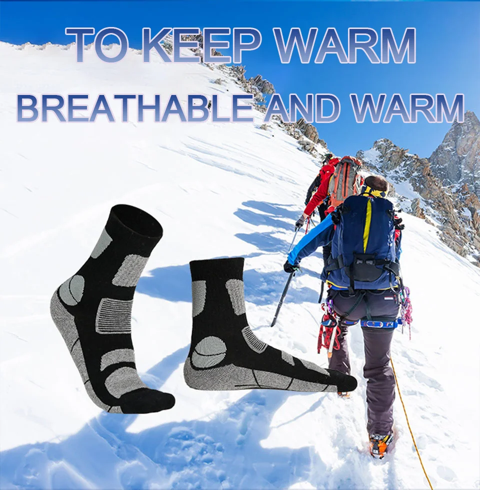 Loogdeel Winter Thickened Warm Cold-proof Wool Socks Mountaineering Hiking Socks Thickened Towel Bottom Outdoor Ski Socks Men
