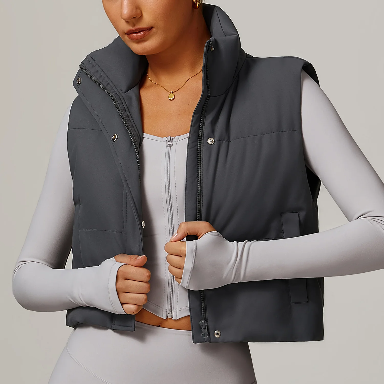 Mermaid Curve Winter Vest Down Jacket Vest Fashion All-match White Duck Down Warm Sports Jacket