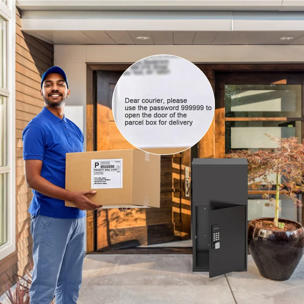 Outdoor Waterproof Drop Box Anti Theft Wall Mount Detachable Metal Parcel Box Bluetooth Smart Lock Mailbox Courier Cabinet