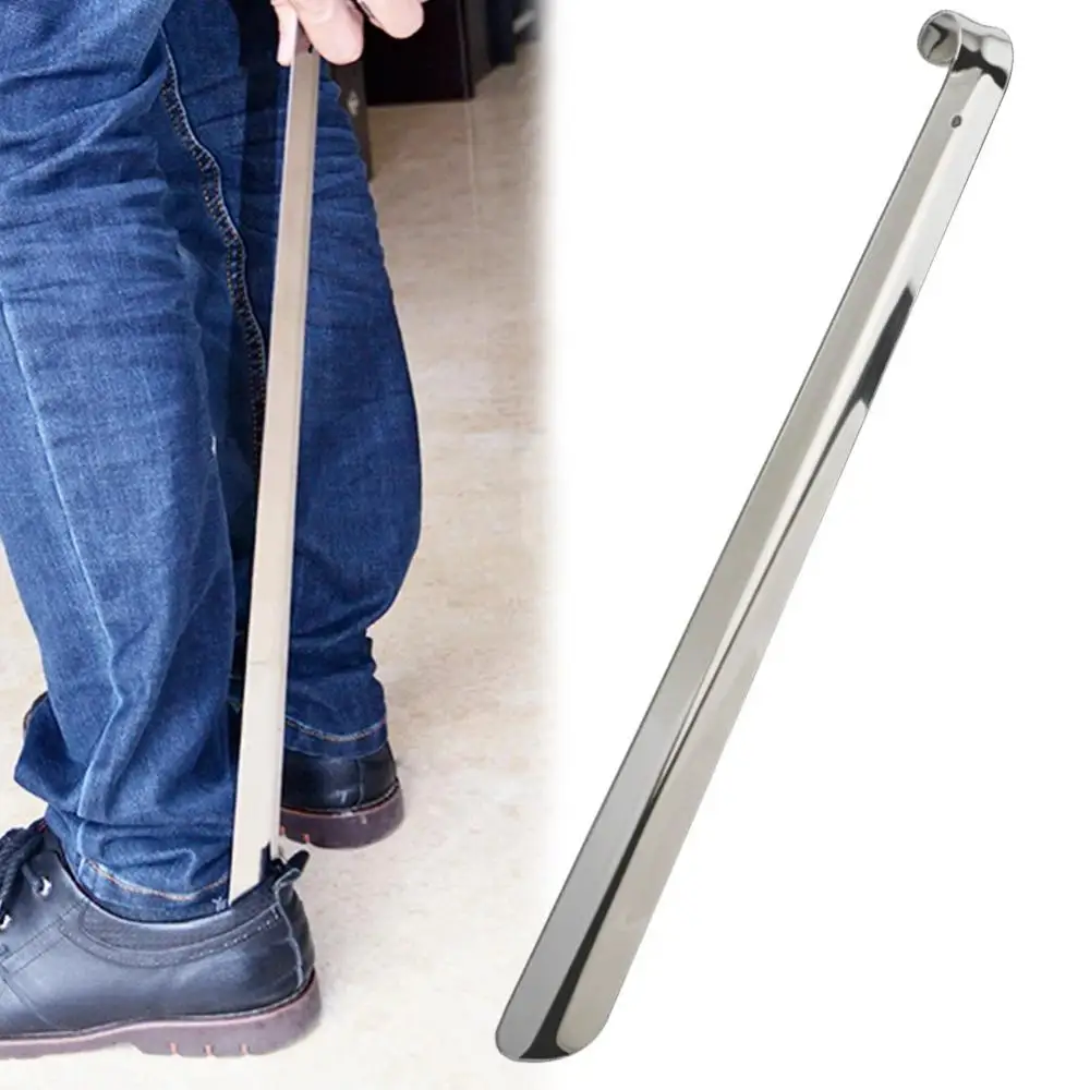 42cm Metal Stainless Steel Long Handled Shoe Horn Leather Shoehorn No Bending Spoon Home Tools For Backache Eldery Pregnant 2