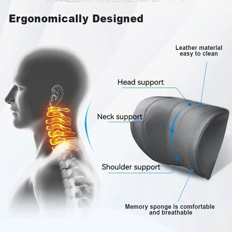 وسادة مسند الرأس لمقعد السيارة من الجلد، وسادة متع...