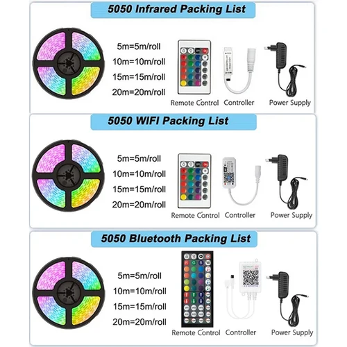 5050 RGB WIFI LED 스트립 조명, 20m LED 조명, 알렉사 와이파이 유연한 테이프, LED 다이오드 리본, 방 장식, TV용 백라이트 2
