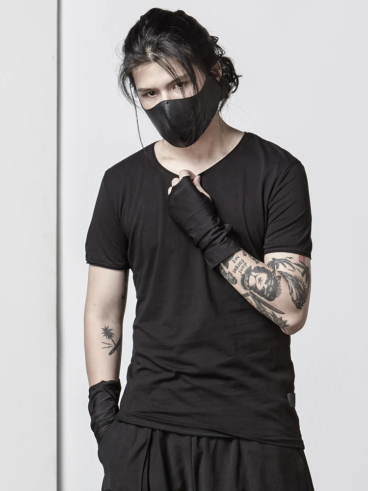

Design Short Sleeve T-shirt Fashion Men Dark Simple Slim Round Neckline Base Summer