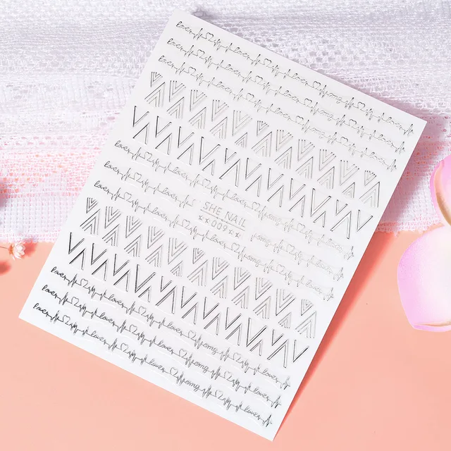 1 Pc Nail Strip Stickers Black/Gold/Rose Gold/Silver Metal Strip Tape Nail Art Adhesive DIY Foil Tips Nail Sticker Decals NK11 NKZ177-SHE009-01