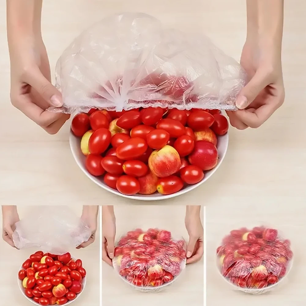 100pcs Disposable Fresh-keeping Film Cover No Odor Household Food Grade Fresh-keeping Bowl Cover PE Film
