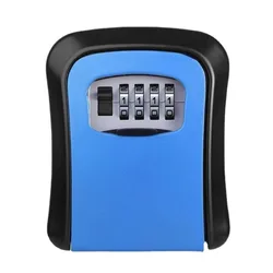 Secure Wall Mount Key Lock Box with 4-Digit Code - Home and Office Key Safe Storage Organizer (Blue)