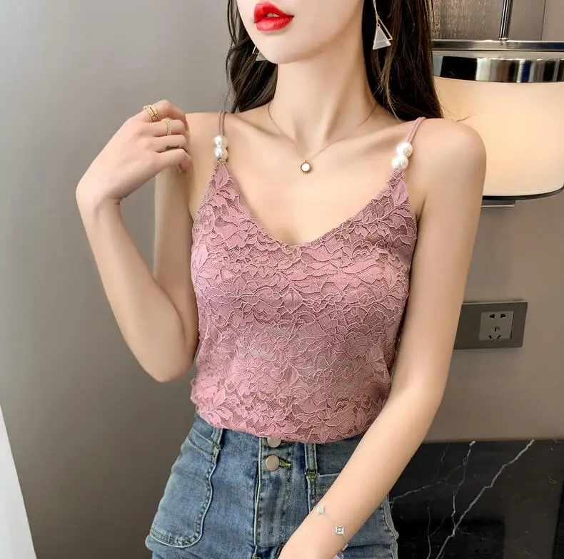 New Fashion Women's Summer Lace Vest Top Sleeveless Tank 2022 Summer Tops Sexy Clothes For Lady silk camisole Tanks & Camis