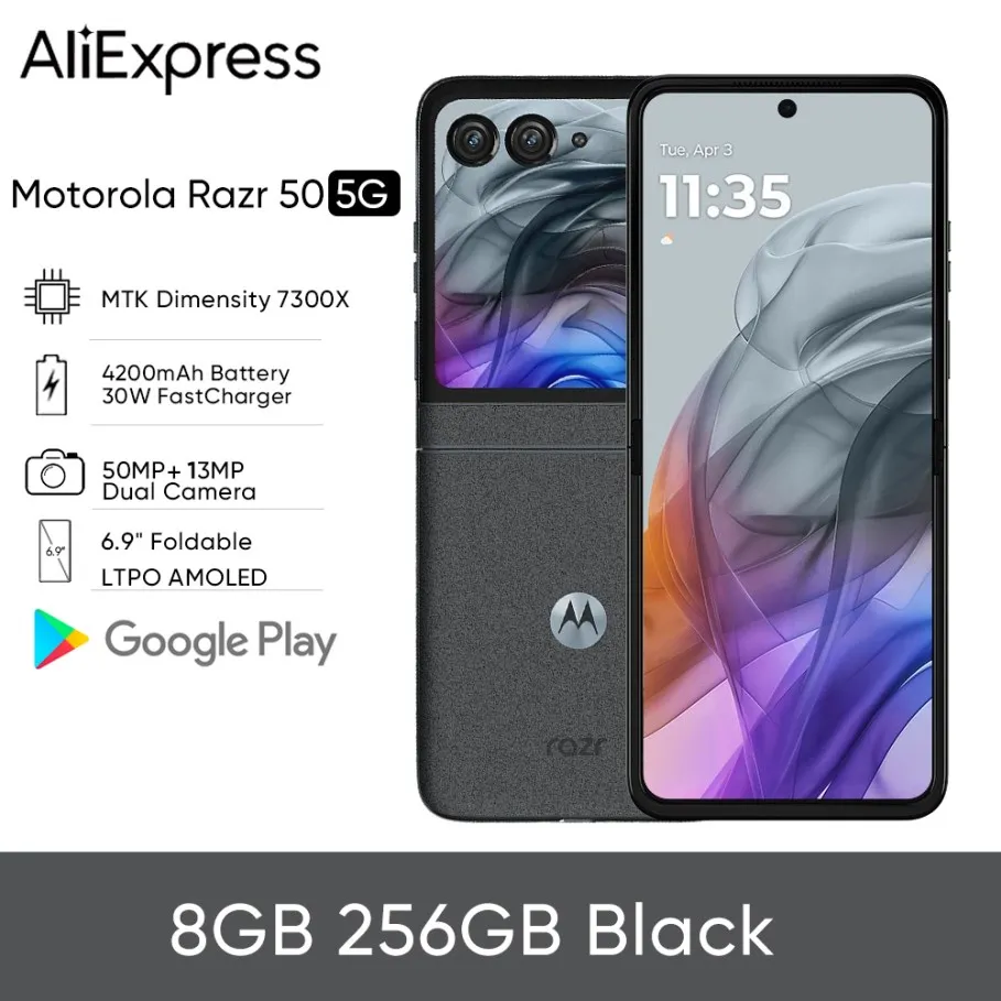 Motorola Moto razr 50 Folded Screen Phone Main 6.9 inch FHD+ pOLED