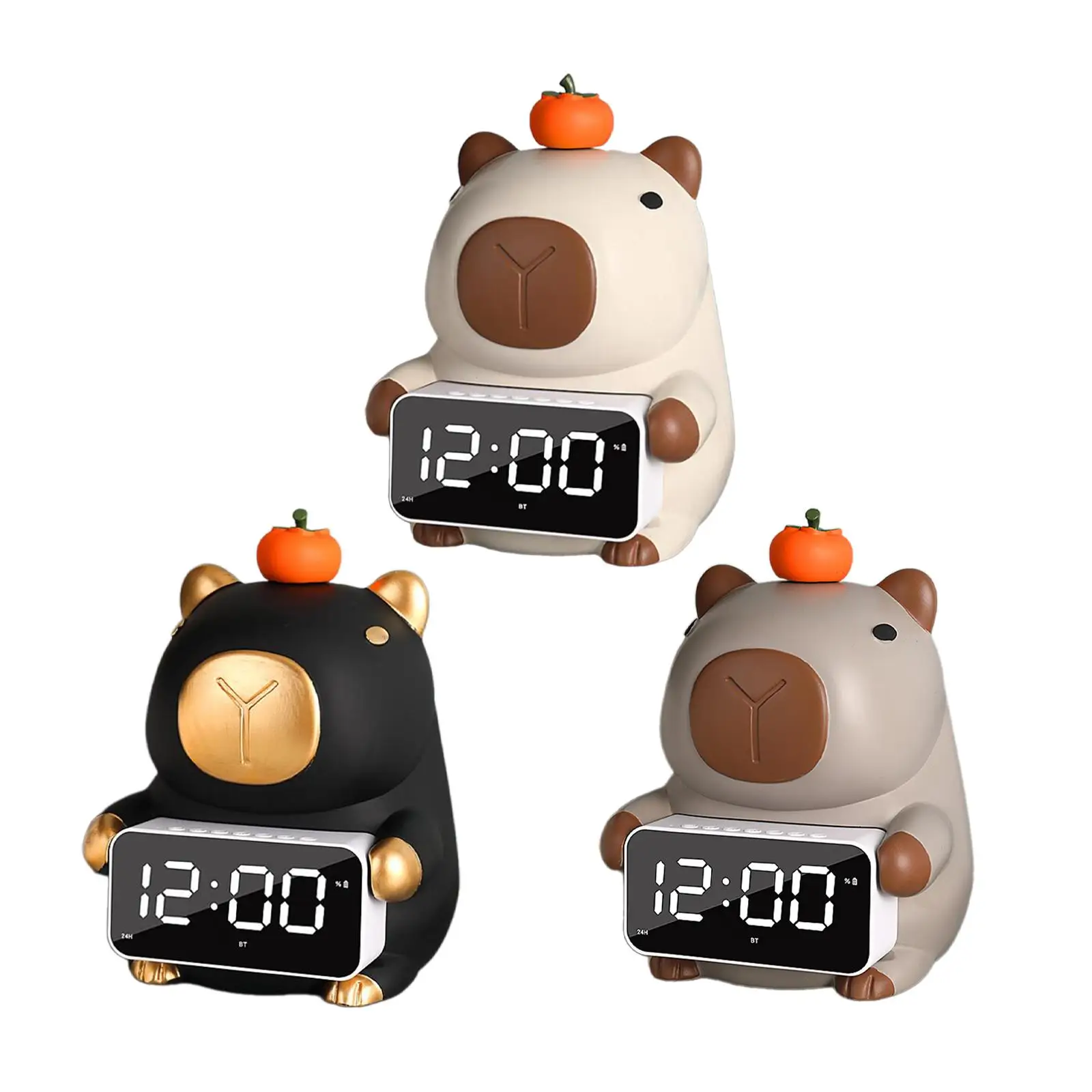 

Digital Alarm Clock Figure Home Tissue Box Cover Holder with Speaker for Vanity Countertop Office Dresser Bedroom Dining Table