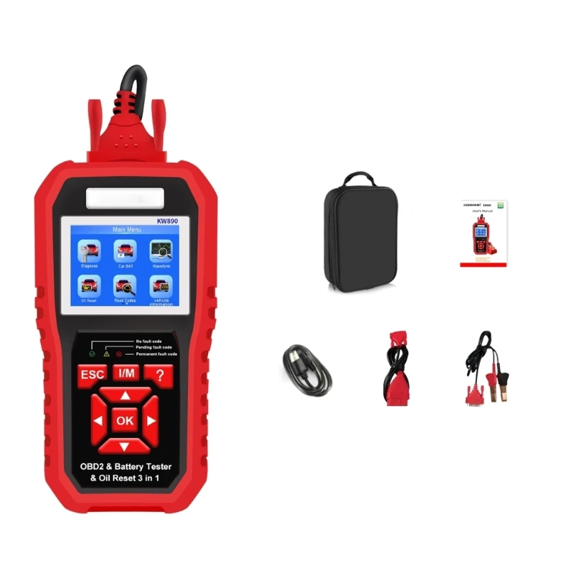 

3 in 1 12V Car Battery Tester OBD2 Oil Reset Cranking Charging Test Code Reader