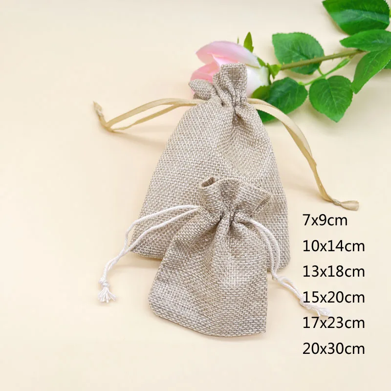 

500pcs Mini Jute Bags Burlap Linen Sack Small Gift Bag for Women Christmas Webbing Gift Bag Drawstring Packaging Storage Pouches