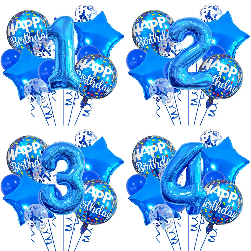 13 Stück 32-Zoll-Ballons mit blauer Zahlenfolie – einfach zu bedienen, perfekt für Geburtstage, Feiern und Mottoparty-Dekoration