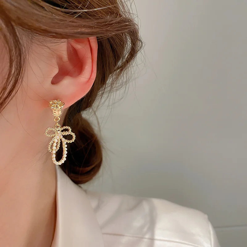 2022 New Arrival Fashion Drop Earrings Trendy Bowknot Women Dangle Earrings Simple Elegant Trendy Female Jewelry