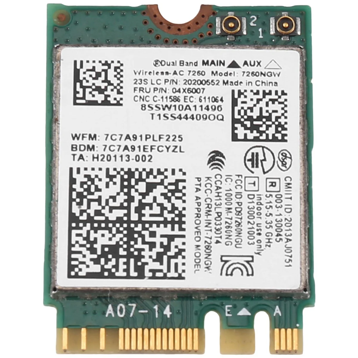 7260NGW 7260AC WiFi Card 2.4G/5G BT4.0 Fru 04X6007 for Thinkpad X250 X240 X240S X230S T440 W540 T540 Yoga Y50