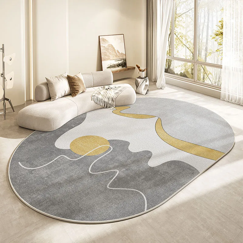Living Room Carpet Oval Shape Living Room Decoration Large Area Carpet Modern Nordic Rugs for Bedroom Home Washable Anti-slip Mat Luxury Lounge Rug