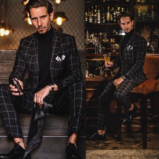 Buy Louis Philippe Black Slim Fit Checks Three Piece Suit for Mens Online @  Tata CLiQ