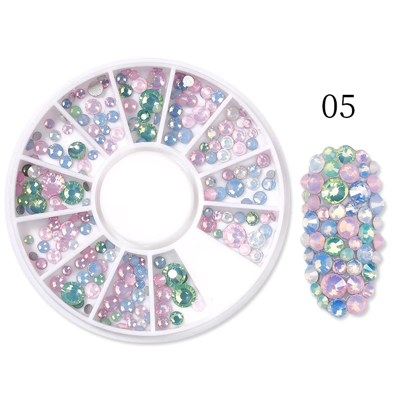Description Picture 4 of item1 Box Milky Jelly Nail Art Rhinestones Crystal Gems Jewelry Bead Manicure Nail Charms Accessories 3D Nail Art Decorations