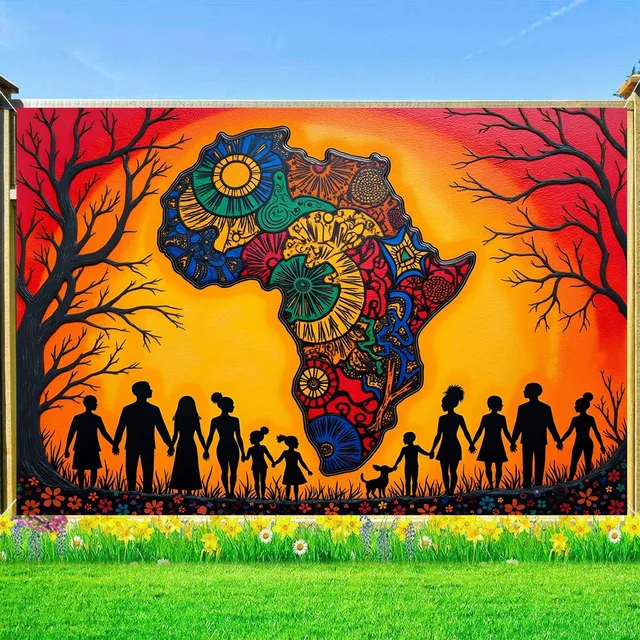 Tapisserie de l'unité du patrimoine africain: tissu de fond de décoration murale de célébration culturelle, décoration de maison de chambre à coucher 3