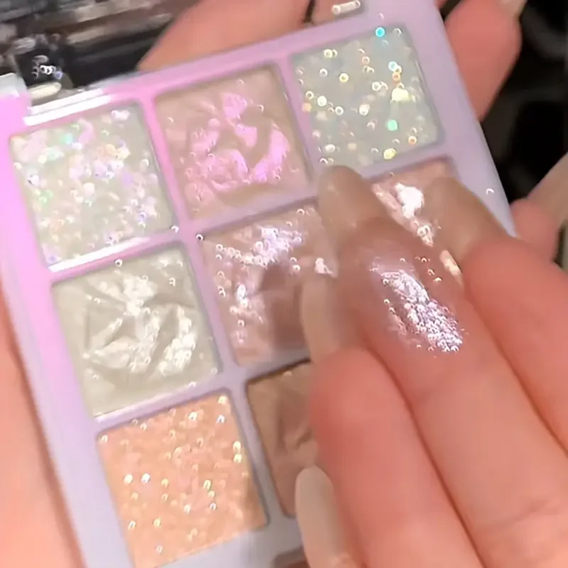 Schneeflocke 9-farben Lidschatten Palette Glitzer Und Perle Töne_voghion.com