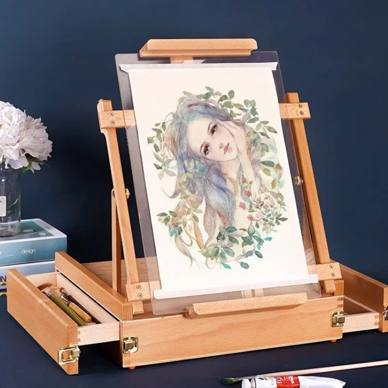 storage-of-multifunctional-foldable-and-portable-outdoor-wooden-easel-toolbox-for-sketching