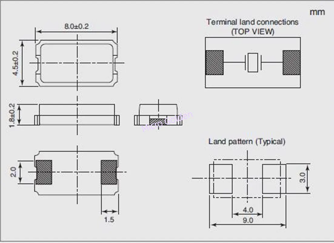 (10pcs) 22.1184MHZ 22.1184M 8045 2핀 SMD 패시브 크리스탈 발진기 22.1184Mhz 8*4.5mm 석영 공진기