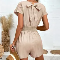 Y.KUKU 2024 Summer Women Rompers Short Playsuits Jumpsuits Holiday Casual One Pieces Clothing Jacquard Cross Overalls Female - Image 5