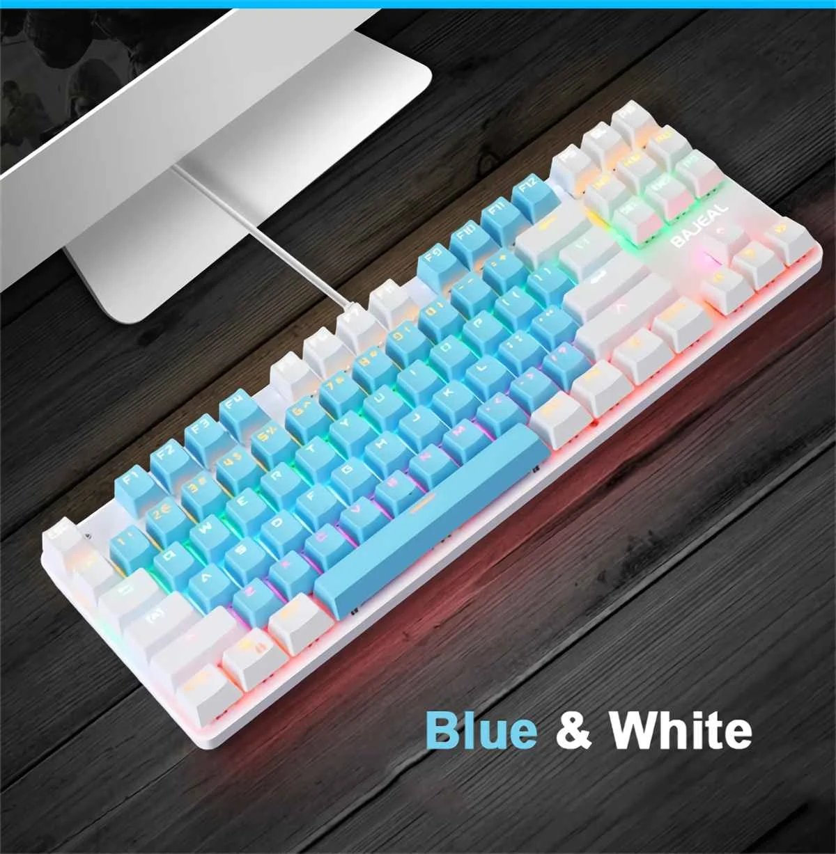 mecânico duas cores azul interruptor led backlight