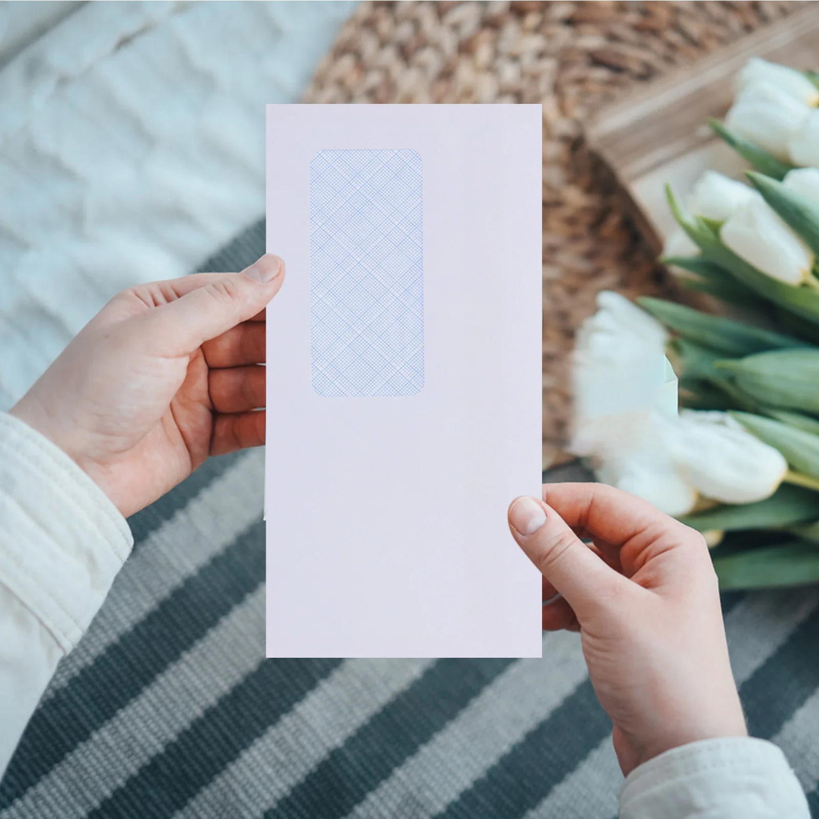 50pcs Self Sealing Security Envelopes Left Window White Design Envelopes Ideal For Storage Paper Letter